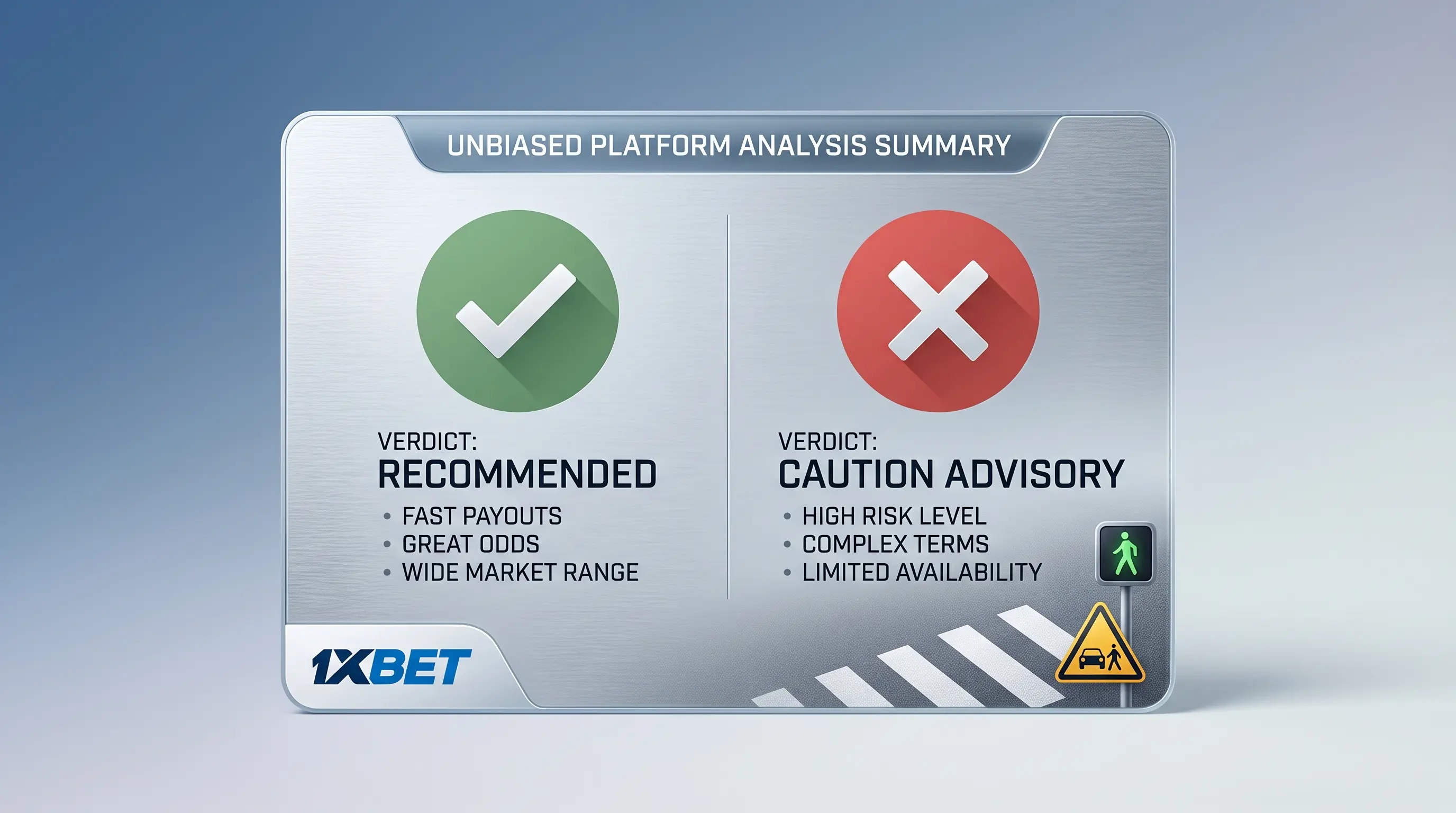 Chicken Road review: pros and cons Scoreboard-style verdict card with a checkmark and an X, illustrating an honest chicken road review.